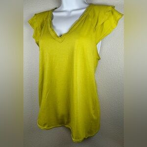 Maeve By Anthropologie Women’s Lime Green Ruffle Sleeve Top Size XS